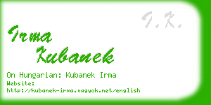 irma kubanek business card